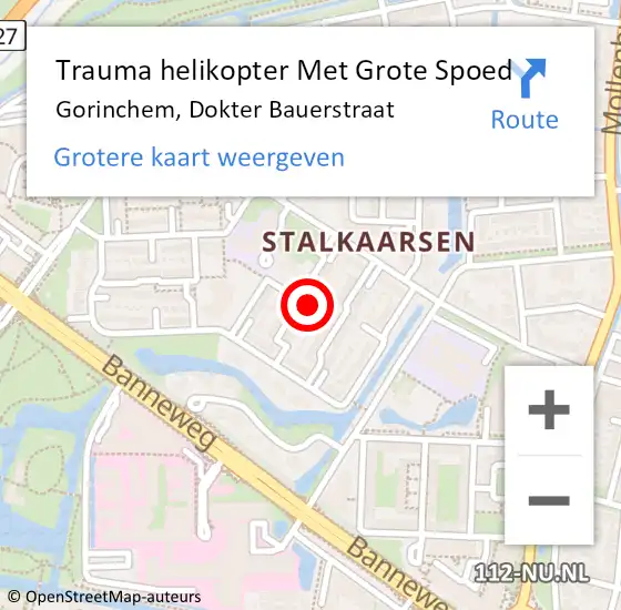 Locatie op kaart van de 112 melding: Trauma helikopter Met Grote Spoed Naar Gorinchem, Dokter Bauerstraat op 14 februari 2022 16:24