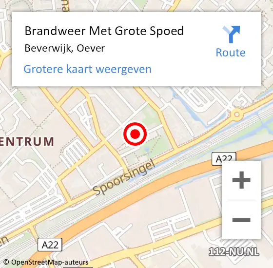 Locatie op kaart van de 112 melding: Brandweer Met Grote Spoed Naar Beverwijk, Oever op 14 februari 2022 16:30