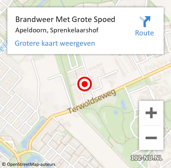 Locatie op kaart van de 112 melding: Brandweer Met Grote Spoed Naar Apeldoorn, Sprenkelaarshof op 14 februari 2022 16:31