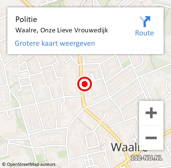 Locatie op kaart van de 112 melding: Politie Waalre, Onze Lieve Vrouwedijk op 14 februari 2022 16:43