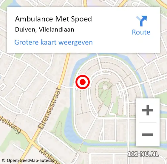 Locatie op kaart van de 112 melding: Ambulance Met Spoed Naar Duiven, Vlielandlaan op 14 februari 2022 16:44