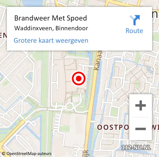 Locatie op kaart van de 112 melding: Brandweer Met Spoed Naar Waddinxveen, Binnendoor op 14 februari 2022 16:45