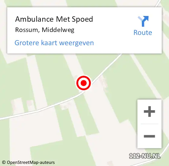 Locatie op kaart van de 112 melding: Ambulance Met Spoed Naar Rossum, Middelweg op 14 februari 2022 17:08