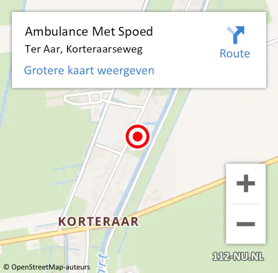 Locatie op kaart van de 112 melding: Ambulance Met Spoed Naar Ter Aar, Korteraarseweg op 14 februari 2022 17:15