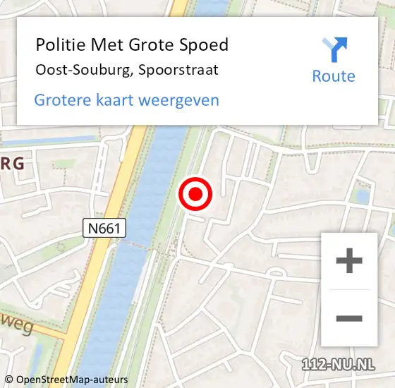 Locatie op kaart van de 112 melding: Politie Met Grote Spoed Naar Oost-Souburg, Spoorstraat op 14 februari 2022 17:15
