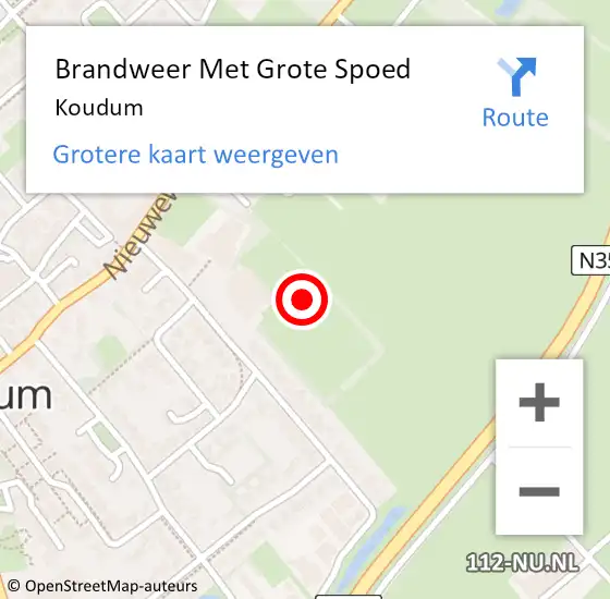 Locatie op kaart van de 112 melding: Brandweer Met Grote Spoed Naar Koudum op 14 februari 2022 17:43