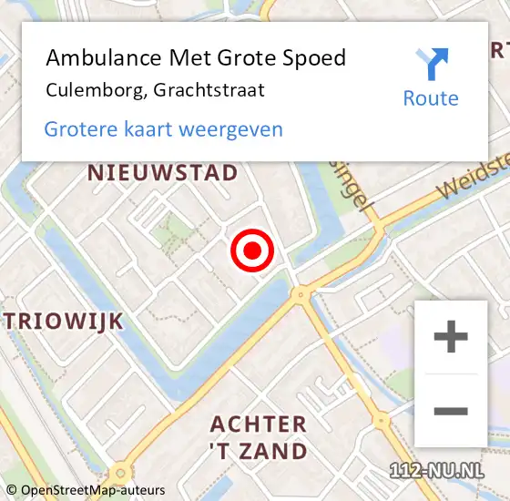 Locatie op kaart van de 112 melding: Ambulance Met Grote Spoed Naar Culemborg, Grachtstraat op 14 februari 2022 18:02