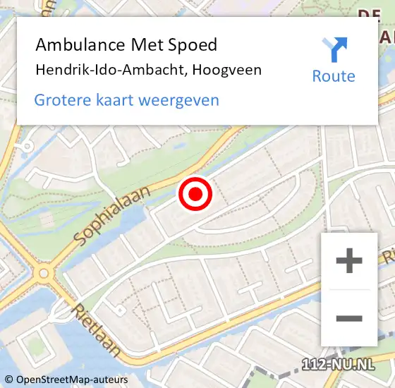 Locatie op kaart van de 112 melding: Ambulance Met Spoed Naar Hendrik-Ido-Ambacht, Hoogveen op 14 februari 2022 18:06