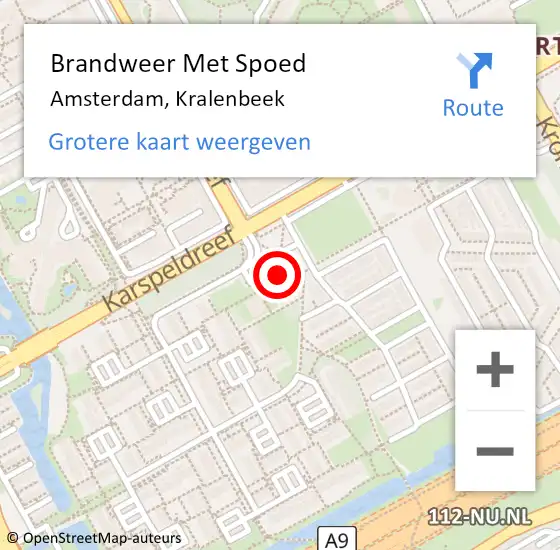 Locatie op kaart van de 112 melding: Brandweer Met Spoed Naar Amsterdam-Zuidoost, Kralenbeek op 14 februari 2022 18:27