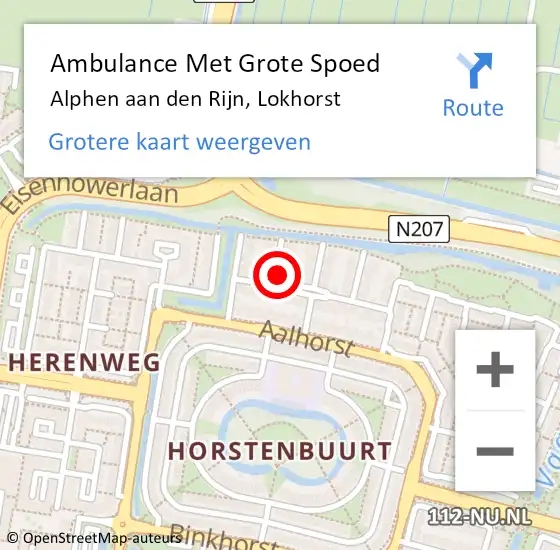 Locatie op kaart van de 112 melding: Ambulance Met Grote Spoed Naar Alphen aan den Rijn, Lokhorst op 14 februari 2022 18:39