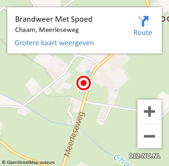 Locatie op kaart van de 112 melding: Brandweer Met Spoed Naar Chaam, Meerleseweg op 14 februari 2022 18:55