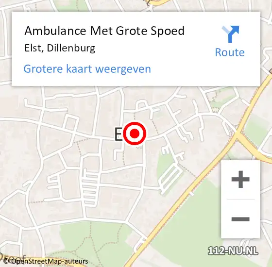 Locatie op kaart van de 112 melding: Ambulance Met Grote Spoed Naar Elst, Dillenburg op 14 februari 2022 18:55