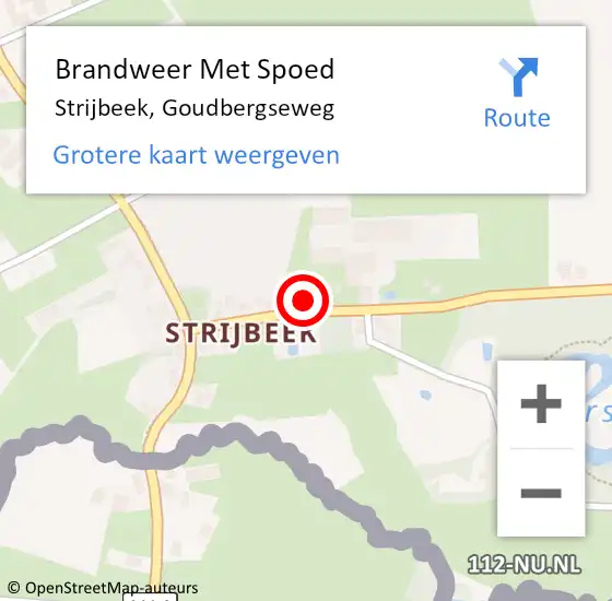 Locatie op kaart van de 112 melding: Brandweer Met Spoed Naar Strijbeek, Goudbergseweg op 14 februari 2022 18:56