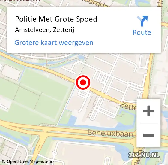 Locatie op kaart van de 112 melding: Politie Met Grote Spoed Naar Amstelveen, Zetterij op 14 februari 2022 18:56