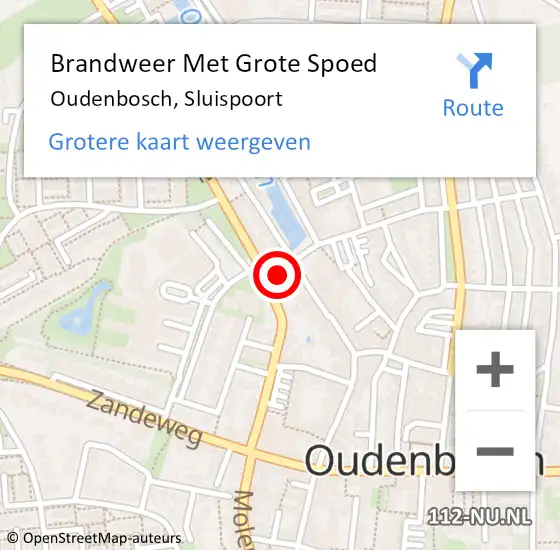 Locatie op kaart van de 112 melding: Brandweer Met Grote Spoed Naar Oudenbosch, Sluispoort op 14 februari 2022 18:59