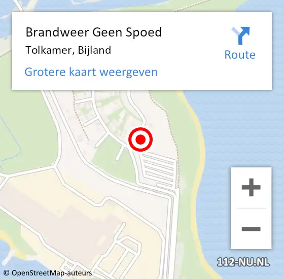 Locatie op kaart van de 112 melding: Brandweer Geen Spoed Naar Tolkamer, Bijland op 14 februari 2022 18:59