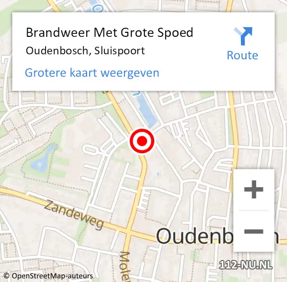 Locatie op kaart van de 112 melding: Brandweer Met Grote Spoed Naar Oudenbosch, Sluispoort op 14 februari 2022 19:00