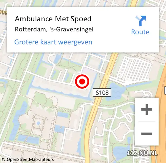 Locatie op kaart van de 112 melding: Ambulance Met Spoed Naar Rotterdam, 's-Gravensingel op 14 februari 2022 19:26