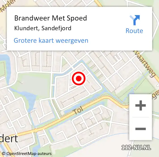 Locatie op kaart van de 112 melding: Brandweer Met Spoed Naar Klundert, Sandefjord op 14 februari 2022 19:30