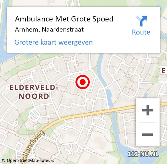 Locatie op kaart van de 112 melding: Ambulance Met Grote Spoed Naar Arnhem, Naardenstraat op 14 februari 2022 20:51