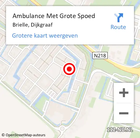 Locatie op kaart van de 112 melding: Ambulance Met Grote Spoed Naar Brielle, Dijkgraaf op 14 februari 2022 20:57