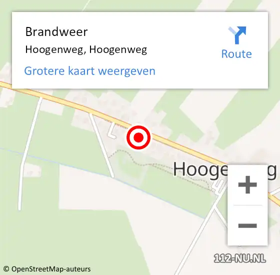 Locatie op kaart van de 112 melding: Brandweer Hoogenweg, Hoogenweg op 14 februari 2022 21:01