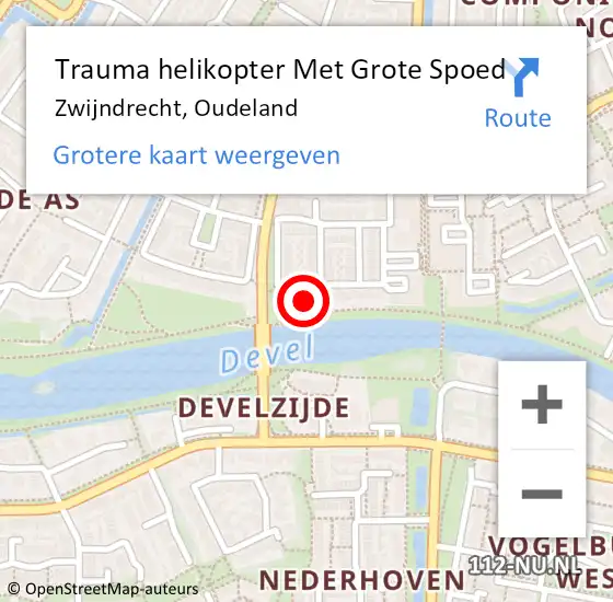 Locatie op kaart van de 112 melding: Trauma helikopter Met Grote Spoed Naar Zwijndrecht, Oudeland op 14 februari 2022 21:04