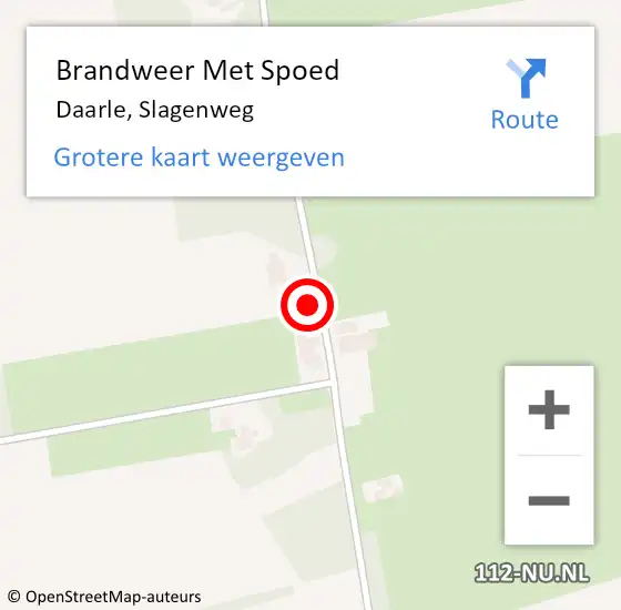 Locatie op kaart van de 112 melding: Brandweer Met Spoed Naar Daarle, Slagenweg op 14 februari 2022 21:22