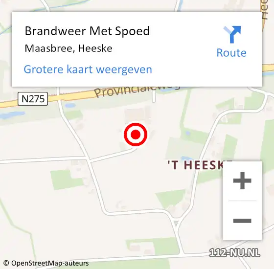 Locatie op kaart van de 112 melding: Brandweer Met Spoed Naar Maasbree, Heeske op 14 februari 2022 21:26