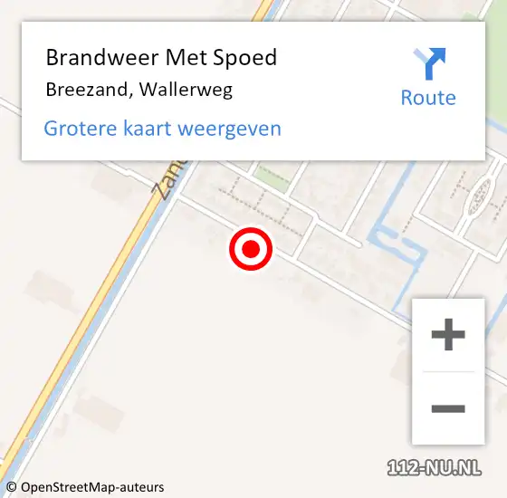 Locatie op kaart van de 112 melding: Brandweer Met Spoed Naar Breezand, Wallerweg op 14 februari 2022 21:38