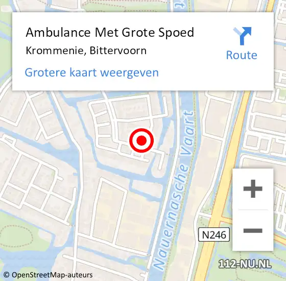 Locatie op kaart van de 112 melding: Ambulance Met Grote Spoed Naar Krommenie, Bittervoorn op 14 februari 2022 22:01