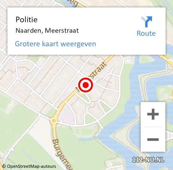 Locatie op kaart van de 112 melding: Politie Naarden, Meerstraat op 14 februari 2022 22:09