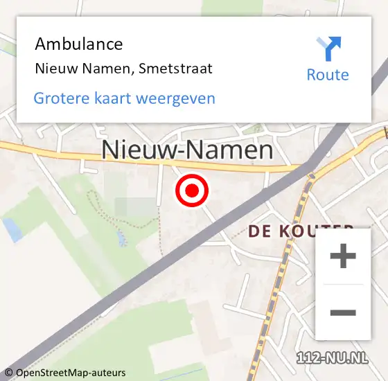 Locatie op kaart van de 112 melding: Ambulance Nieuw Namen, Smetstraat op 8 juli 2014 10:22