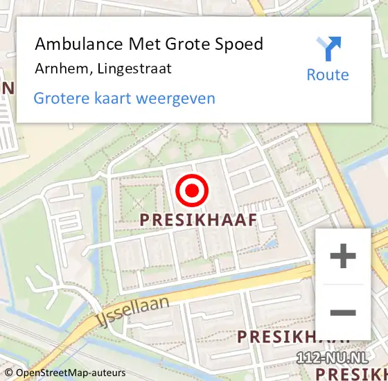 Locatie op kaart van de 112 melding: Ambulance Met Grote Spoed Naar Arnhem, Lingestraat op 14 februari 2022 22:39