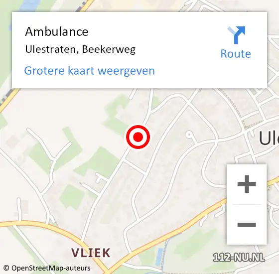 Locatie op kaart van de 112 melding: Ambulance Ulestraten, Beekerweg op 8 juli 2014 10:25