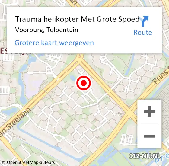 Locatie op kaart van de 112 melding: Trauma helikopter Met Grote Spoed Naar Voorburg, Tulpentuin op 14 februari 2022 23:01