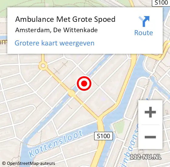 Locatie op kaart van de 112 melding: Ambulance Met Grote Spoed Naar Amsterdam, De Wittenkade op 14 februari 2022 23:52