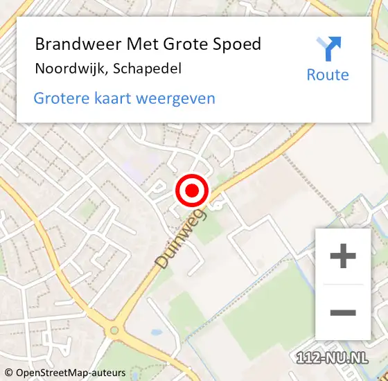 Locatie op kaart van de 112 melding: Brandweer Met Grote Spoed Naar Noordwijk, Schapedel op 15 februari 2022 01:59