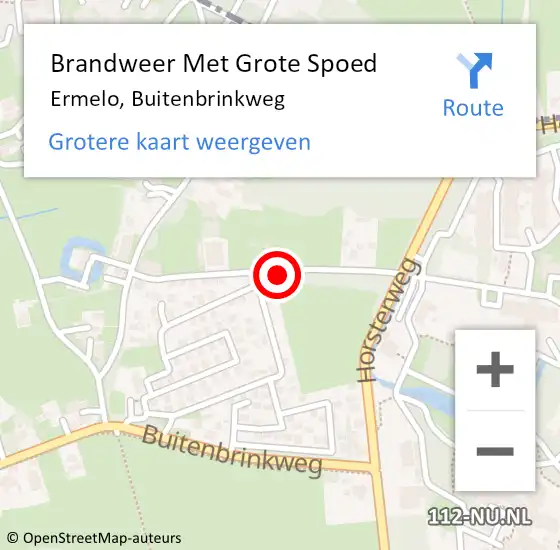 Locatie op kaart van de 112 melding: Brandweer Met Grote Spoed Naar Ermelo, Buitenbrinkweg op 15 februari 2022 03:33