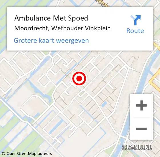 Locatie op kaart van de 112 melding: Ambulance Met Spoed Naar Moordrecht, Wethouder Vinkplein op 15 februari 2022 03:54