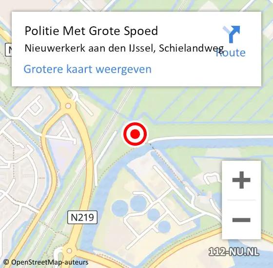 Locatie op kaart van de 112 melding: Politie Met Grote Spoed Naar Nieuwerkerk aan den IJssel, Schielandweg op 15 februari 2022 04:54