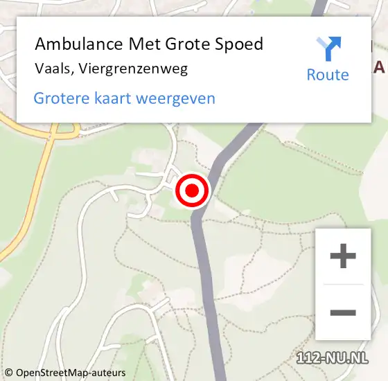 Locatie op kaart van de 112 melding: Ambulance Met Grote Spoed Naar Vaals, Viergrenzenweg op 15 februari 2022 06:32