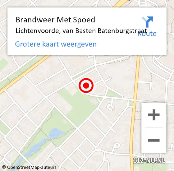 Locatie op kaart van de 112 melding: Brandweer Met Spoed Naar Lichtenvoorde, van Basten Batenburgstraat op 15 februari 2022 07:40