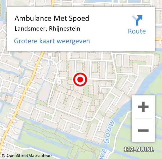 Locatie op kaart van de 112 melding: Ambulance Met Spoed Naar Landsmeer, Rhijnestein op 15 februari 2022 07:49