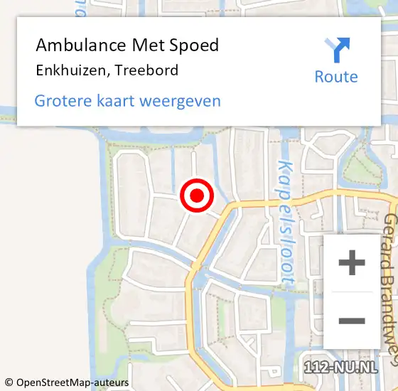 Locatie op kaart van de 112 melding: Ambulance Met Spoed Naar Enkhuizen, Treebord op 15 februari 2022 08:06