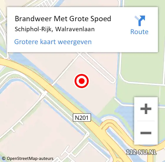 Locatie op kaart van de 112 melding: Brandweer Met Grote Spoed Naar Schiphol-Rijk, Walravenlaan op 15 februari 2022 08:16