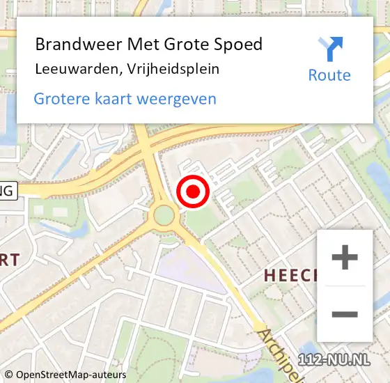 Locatie op kaart van de 112 melding: Brandweer Met Grote Spoed Naar Leeuwarden, Vrijheidsplein op 15 februari 2022 08:25