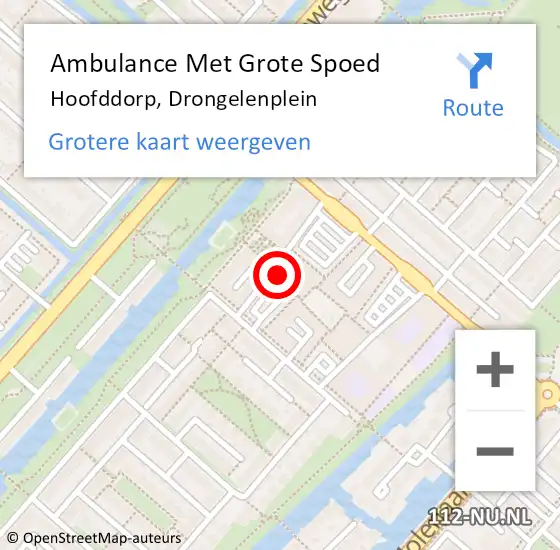 Locatie op kaart van de 112 melding: Ambulance Met Grote Spoed Naar Hoofddorp, Drongelenplein op 15 februari 2022 08:29