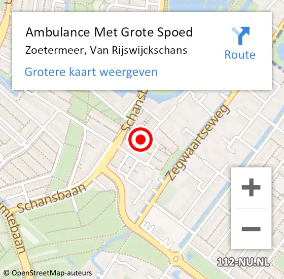 Locatie op kaart van de 112 melding: Ambulance Met Grote Spoed Naar Zoetermeer, Van Rijswijckschans op 15 februari 2022 08:39