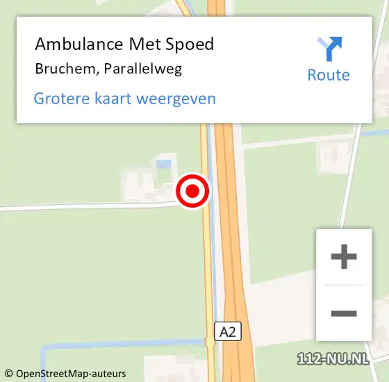 Locatie op kaart van de 112 melding: Ambulance Met Spoed Naar Bruchem, Parallelweg op 15 februari 2022 08:42